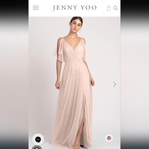 NWT Jenny Yoo Aeryn Pastel Blush Pink Tulle Overlay Flowy Formal Bridal Dress - Picture 2 of 6